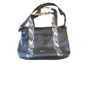Nike Womens Shoulder Utility Sport Bag Purse Black Chevron Handles